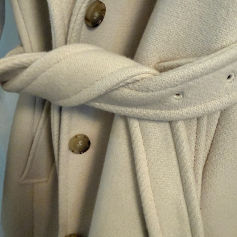 J. Crew Cream Trench Coat L ivory wool - Picture 6 of 11